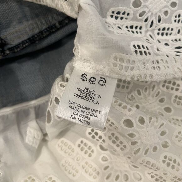 Sea New York Eyelet Trim Lace Up Combo Denim Jacket Size Xs STAINED! - Picture 7 of 9